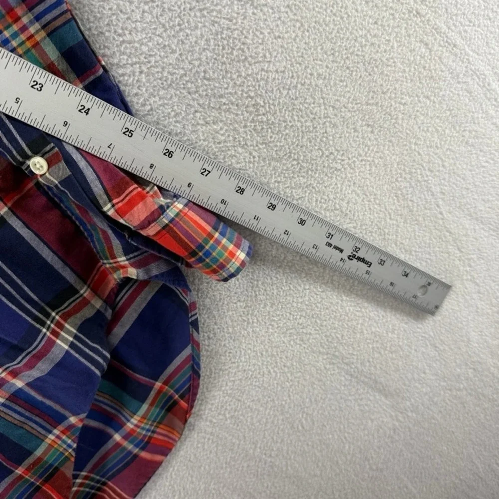 Vintage Ralph Lauren Shirt Mens Medium Blue Blake Plaid Lightweight Oxford 90s